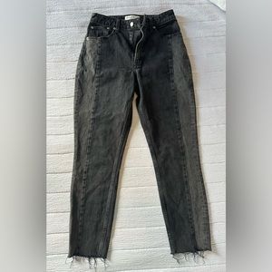 Abercrombie & Fitch The Mom High Rise Jeans Black Raw Hem